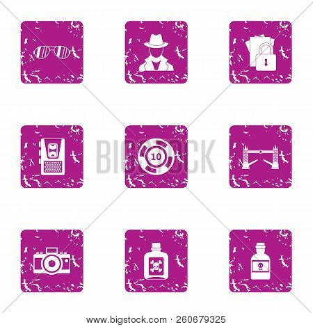 Counter Icons Set. Grunge Set Of 9 Counter Vector Icons For Web Isolated On White Background