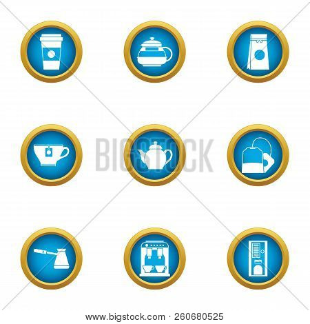 Espresso Machine Icons Set. Flat Set Of 9 Espresso Machine Vector Icons For Web Isolated On White Ba