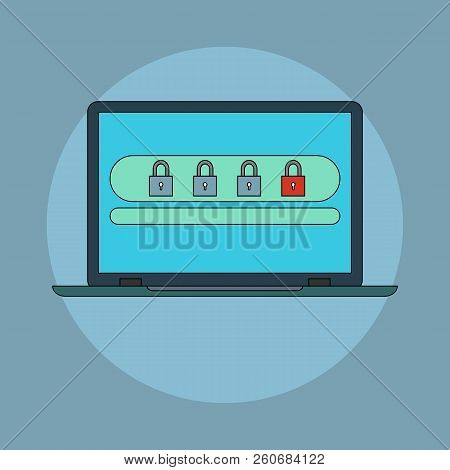Password Security Vector Icon. Concept Protection Of User Data. Password Lock In Flat Style. Compute