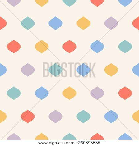 Cute Colorful Polka Dot Seamless Pattern. Vector Dotted Print Texture With Geometric Spots, Confetti