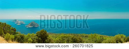 Panoramic view from Gelidonia Lighthouse at west of Antalya between the Adrasan and Karaoz in Turkey