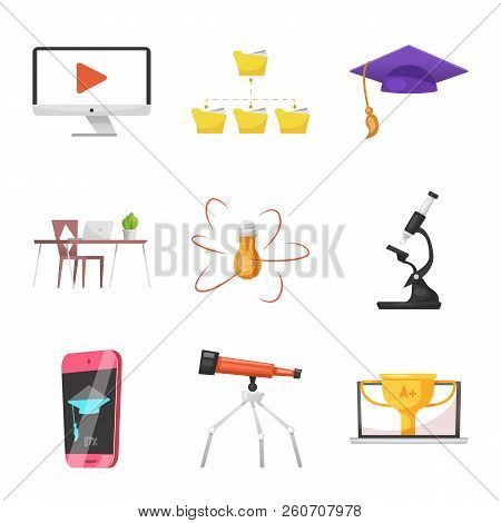 Isolated Object Of Education And Learning Logo. Set Of Education And School Vector Icon For Stock.