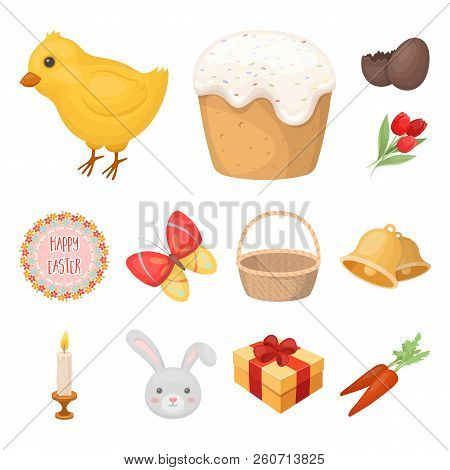 Easter Is A Christian Holiday Cartoon Icons In Set Collection For Design. Easter Attributes Vector S
