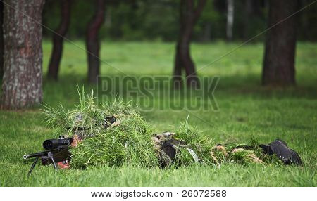Camoufleret snigskytte i feltet