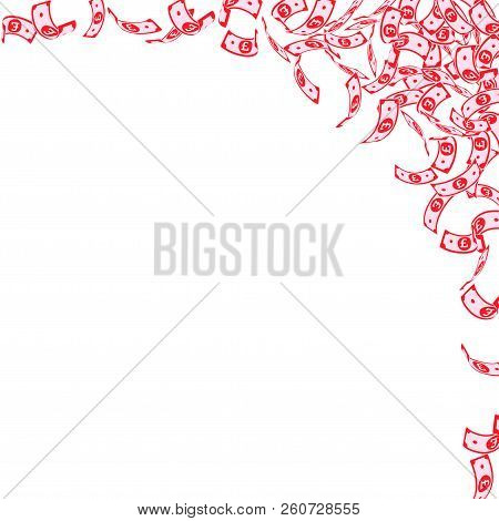 British Pound Notes Falling. Small Gbp Bills On White Background. United Kingdom Money. Astonishing 