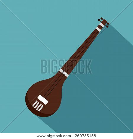 Traditional Indian Sarod Icon. Flat Illustration Of Traditional Indian Sarod Icon For Web Isolated O