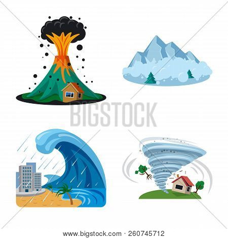 Isolated Object Of Natural And Disaster Symbol. Set Of Natural And Risk Vector Icon For Stock.