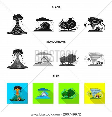 Vector Design Of Natural And Disaster Symbol. Collection Of Natural And Risk Stock Vector Illustrati