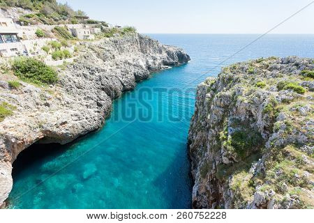 Apulia, Leuca, Italy, Grotto Of Ciolo - An Overwhelming View Upon The Famous Grotto