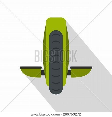 Green Monowheel Balance Vehicle Icon. Flat Illustration Of Green Monowheel Balance Vehicle Icon For 
