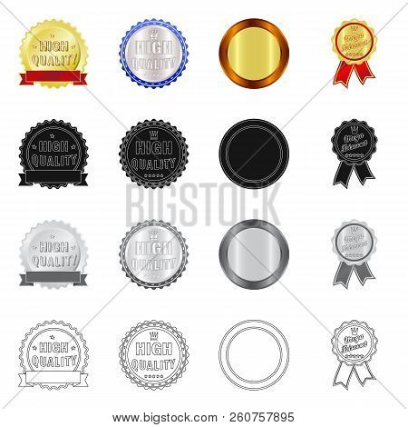 Vector Design Of Emblem And Badge Symbol. Set Of Emblem And Sticker Stock Symbol For Web.