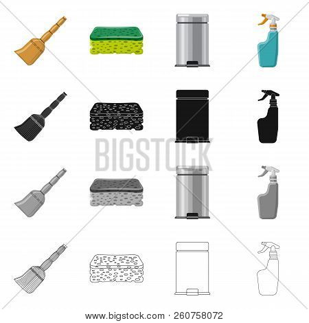 Vector Design Of Cleaning And Service Icon. Collection Of Cleaning And Household Vector Icon For Sto