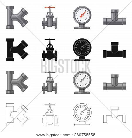 Vector Illustration Of Pipe And Tube Icon. Set Of Pipe And Pipeline Vector Icon For Stock.