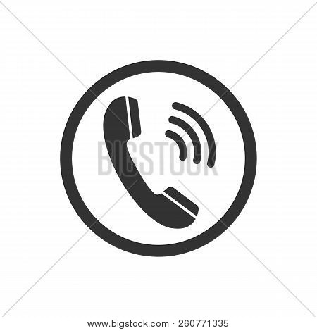 Phone Icon, Sign. Handset. Vector Illustration. Flat Design. Black, Grey On White Background.