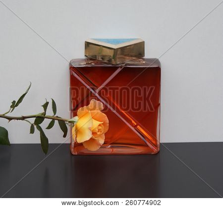 Mens Fragrance, Large Perfume Bottle Decorated With An English Rose