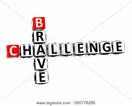 3d Rendering Crossword Breave Challenge Over White Background