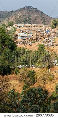 In Lalibela Ethiopia Crowd Of People In  The Celebration
