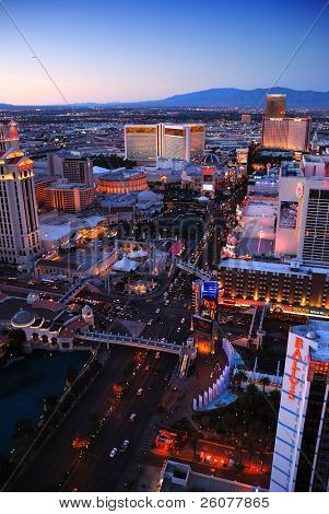 LAS VEGAS - MAR 4: Vegas Strip luchtfoto op 4 maart 2010 in Las Vegas, Nevada. De Las Vegas Stri