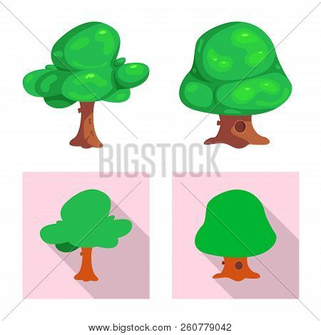 Isolated Object Of Tree And Nature Icon. Set Of Tree And Crown Vector Icon For Stock.