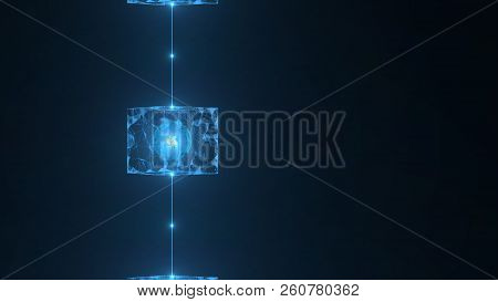 Blockchain Network Concept.isometric Digital Blocks Square Code Big Data Connection With Distributed