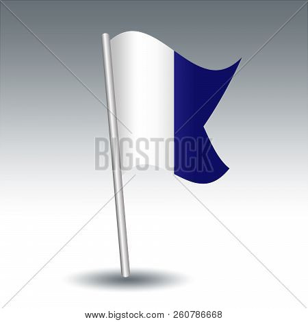 Vector Waving Maritime Signal Flag A Alfa On Slanted Metal Silver Pole - Symbol Of I Have A Diver Do