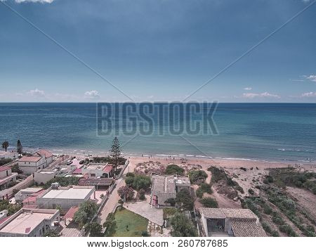 Aerial View Of Granelli Beach, A Sicilian Seaside Place