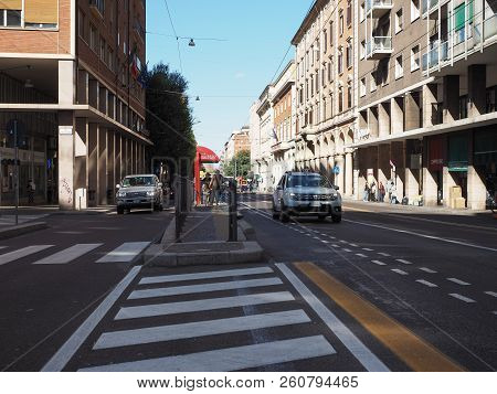 Bologna, Italy - Circa September 2018: Via Marconi Street (formerly Via Roma)