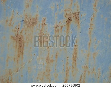 Orange Rust On A Light Blue Metal, A Detail