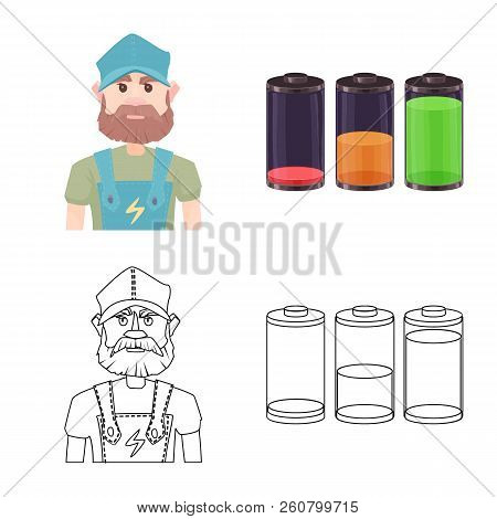 Vector Illustration Of Electricity And Electric Sign. Set Of Electricity And Energy Stock Symbol For