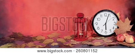 Daylight Saving Time. Wall Clock Going To Winter Time.