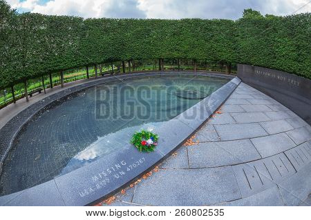 Washington Dc, Usa - August 31, 2018: The Korean War Veterans Memorial That Commemorates Those Who S