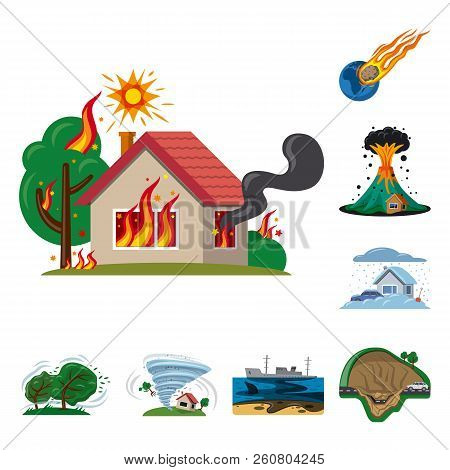 Isolated Object Of Natural And Disaster Icon. Set Of Natural And Risk Stock Vector Illustration.