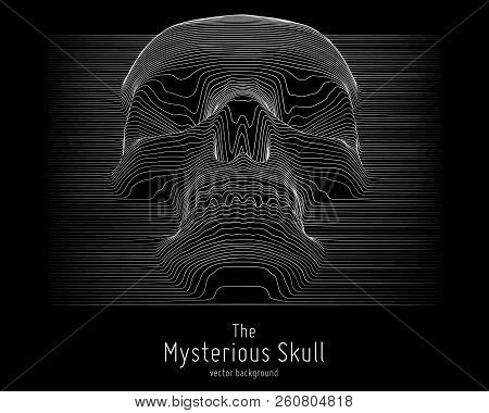 Vector Skull Constructed With Lines. Mysterious Sacral Background. Internet Security Concept Illustr