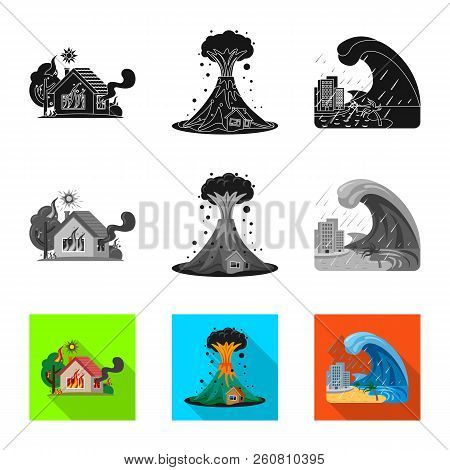Vector Design Of Natural And Disaster Icon. Collection Of Natural And Risk Vector Icon For Stock.