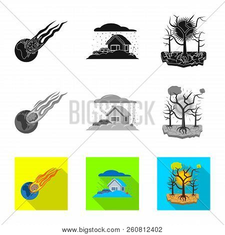 Vector Illustration Of Natural And Disaster Logo. Set Of Natural And Risk Vector Icon For Stock.