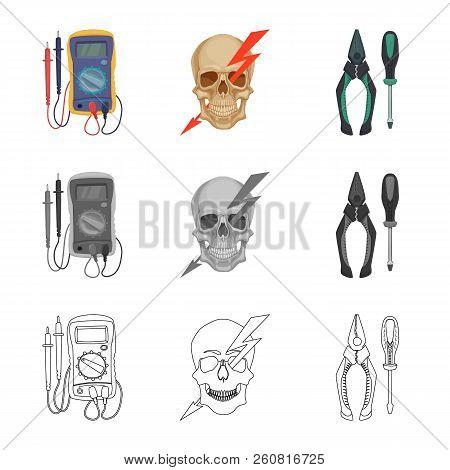 Vector Illustration Of Electricity And Electric Logo. Set Of Electricity And Energy Stock Symbol For