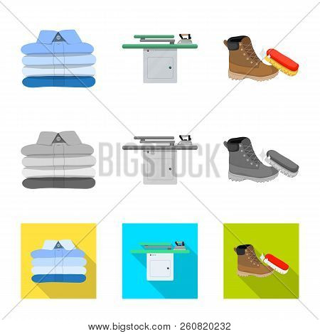Vector Design Of Laundry And Clean Icon. Set Of Laundry And Clothes Stock Vector Illustration.