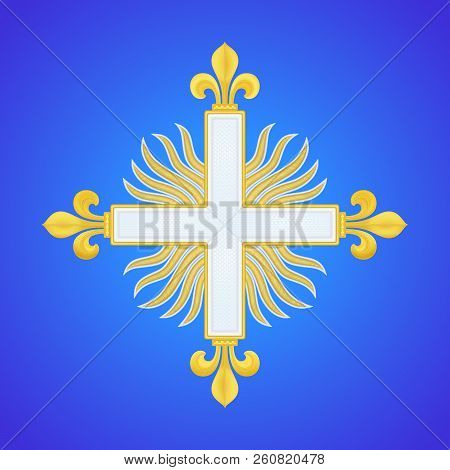 Musketeer Cross Fleury. 2nd Company Sign. Guard Of Louis Xiv Of France Aka Sun King. White Cross Wit