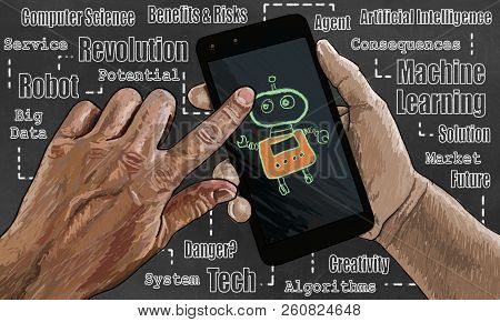 Ai - Artificial Intelligence Aka Machine Intelligence Demonstrated With A Natural Hand And A Robot O