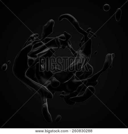 Strange Blackfluid Movements Without Gravitation. 3d Illustration