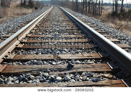 Jernbanespor i land landskab