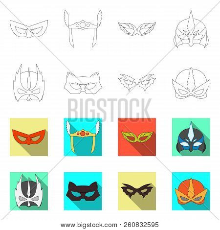 Vector Illustration Of Hero And Mask Icon. Collection Of Hero And Superhero Vector Icon For Stock.