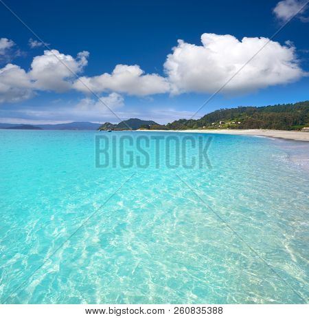 Islas Cies islands Rodas beach turquoise near Vigo of Galicia Spain
