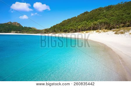 Islas Cies islands Rodas beach turquoise near Vigo of Galicia Spain