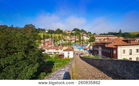 Cangas de Onis roman bridge on Sella river in Asturias of Spain