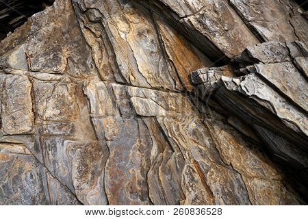 Slate stone texture in Playa las catedrales Ribadeo Galicia Spain
