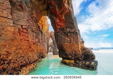 Playa las catedrales Catedrais beach in Ribadeo Galicia of Lugo Spain