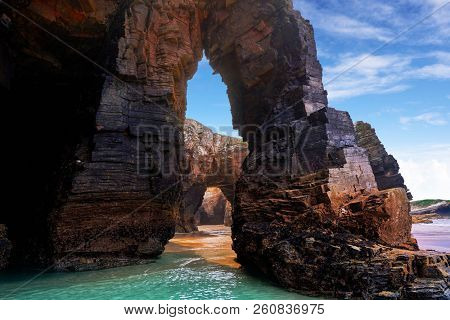 Playa las catedrales Catedrais beach in Ribadeo Galicia of Lugo Spain