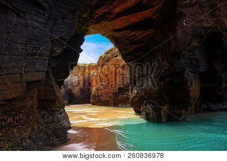 Playa las catedrales Catedrais beach in Ribadeo Galicia of Lugo Spain