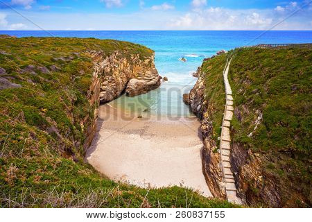 Playa las catedrales Catedrais beach in Ribadeo Galicia of Lugo Spain